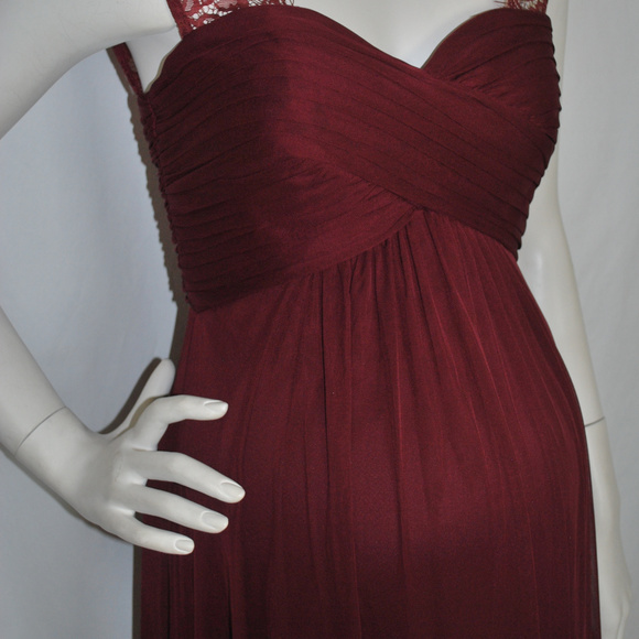Wine Burdundy Lace Cutout Maternity Dress Baby NWT - Picture 6 of 7